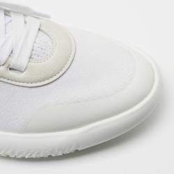 Hermes White Knit Fabric Crew Sneakers Size 39