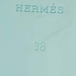 Hermes Mint Green Rubber Egerie Thong Flat Slides Size 38