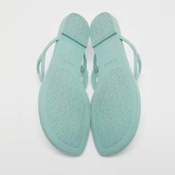 Hermes Mint Green Rubber Egerie Thong Flat Slides Size 38