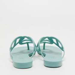 Hermes Mint Green Rubber Egerie Thong Flat Slides Size 38