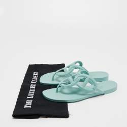 Hermes Mint Green Rubber Egerie Thong Flat Slides Size 38
