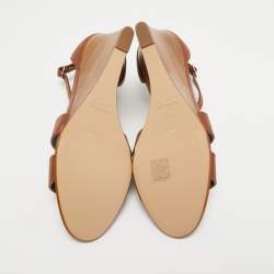 Hermes Brown Leather Legend Ankle Strap Sandals Size 38.5
