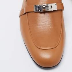 Hermes Brown Leather Oz Mules Size 37.5