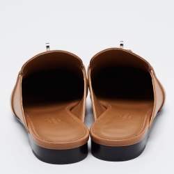 Hermes Brown Leather Oz Mules Size 37.5