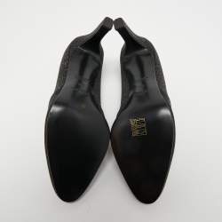 Pre Owned Hermes Black Glitter Round Toe Pumps Size 39.5
