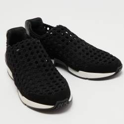 Pre Owned Hermes Black  Woven Fabric and Leather Oxygene Low Top Sneakers Size 39