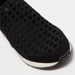 Pre Owned Hermes Black  Woven Fabric and Leather Oxygene Low Top Sneakers Size 39