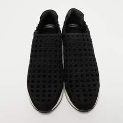 Pre Owned Hermes Black  Woven Fabric and Leather Oxygene Low Top Sneakers Size 39