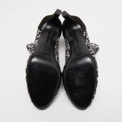 Hermes Black/White Woven Leather and Suede Ankle Boots Size 39 