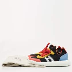 Hermes Multicolor Knit Fabric and Suede Crew Sneakers Size 39.5