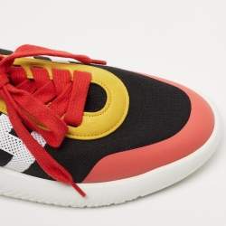 Hermes Multicolor Knit Fabric and Suede Crew Sneakers Size 39.5