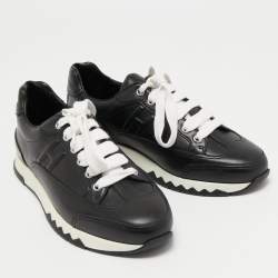 Hermes Black Leather Trail Sneakers Size 39