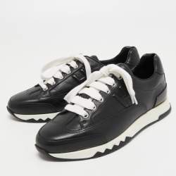 Hermes Black Leather Trail Sneakers Size 39