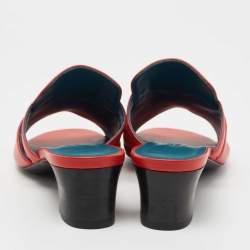Hermes Red Leather Candy Slide Sandals Size 39