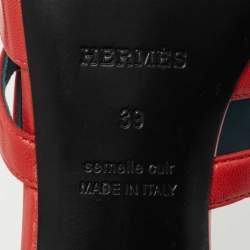 Hermes Red Leather Candy Slide Sandals Size 39