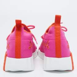 Hermes Pink/Orange Knit Fabric Flex Sneakers Size 39