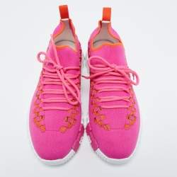Hermes Pink/Orange Knit Fabric Flex Sneakers Size 39