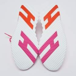 Hermes Pink/Orange Knit Fabric Flex Sneakers Size 39
