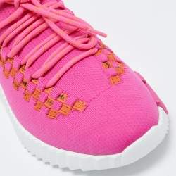 Hermes Pink/Orange Knit Fabric Flex Sneakers Size 39