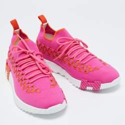 Hermes Pink/Orange Knit Fabric Flex Sneakers Size 39