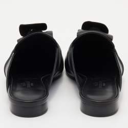 Hermes Black Leather Oz Mules Size 36