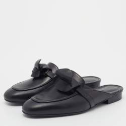 Hermes Black Leather Oz Mules Size 36