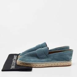 Hermes Blue Suede Trip Espadrille Flats Size 41