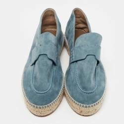 Hermes Blue Suede Trip Espadrille Flats Size 41