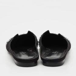 Hermes Black Suede Studded Roxane Mule Size 37