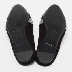 Hermes Black Suede Studded Roxane Mule Size 37
