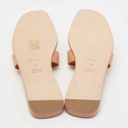 Pre Owned Hermes Pink Leather Oran Sandals Size 38