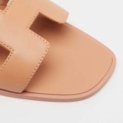 Pre Owned Hermes Pink Leather Oran Sandals Size 38