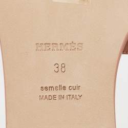 Pre Owned Hermes Pink Leather Oran Sandals Size 38