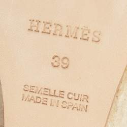 Hermes Beige Suede Espadrille Wedge Platform Ankle Tie Sandals Size 39