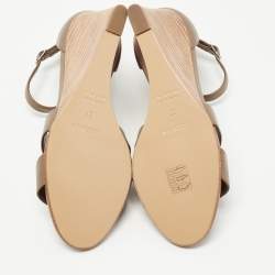مملوكة مسبقًا Hermes Brown Leather Legend Wedge Sandals Size 37