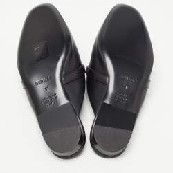 Hermes Black Leather Oz Flat Mules Size 37