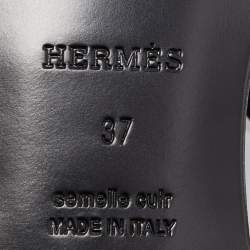 Hermes Metallic Grey Laminated Suede Beach Flat Slides Size 37