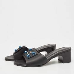 Hermes Black Leather Dreamy Slide Size 38.5