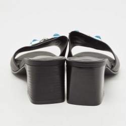 Hermes Black Leather Dreamy Slide Size 38.5