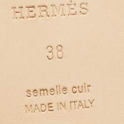 Pre Owned Hermes Yellow Lizard Santorini Ankle Strap Sandals Size 38