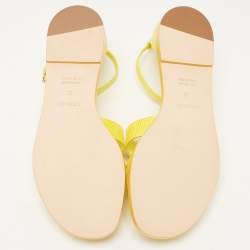 Pre Owned Hermes Yellow Lizard Santorini Ankle Strap Sandals Size 38