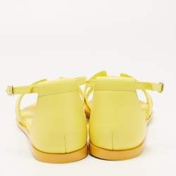 Pre Owned Hermes Yellow Lizard Santorini Ankle Strap Sandals Size 38