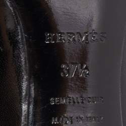 Pre Owned Hermes Black Leather Pointed Toe Pumps Size 37.5