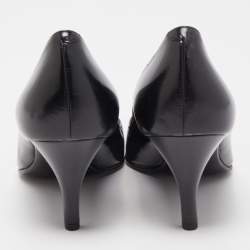 Pre Owned Hermes Black Leather Pointed Toe Pumps Size 37.5