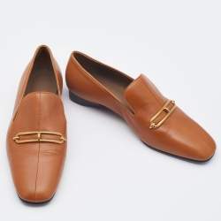 Hermes Tan Leather Dahlia Loafers Size 40