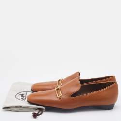 Hermes Tan Leather Dahlia Loafers Size 40