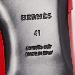 Hermes Red Leather Oz Flat Mules Size 41