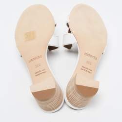 Pre Owned Hermes White Leather Oasis Slide Sandals Size 36.5
