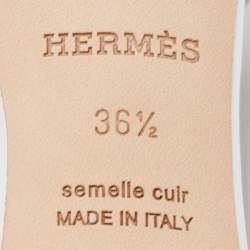 Pre Owned Hermes White Leather Oasis Slide Sandals Size 36.5