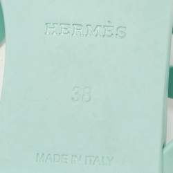Pre Owned Hermes Green Rubber Egerie Thong Flats Size 38